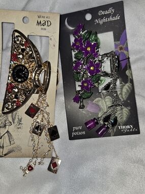 Deadly Nightshade & Alice and Wonderland Hair Clips by Thorn & Fable